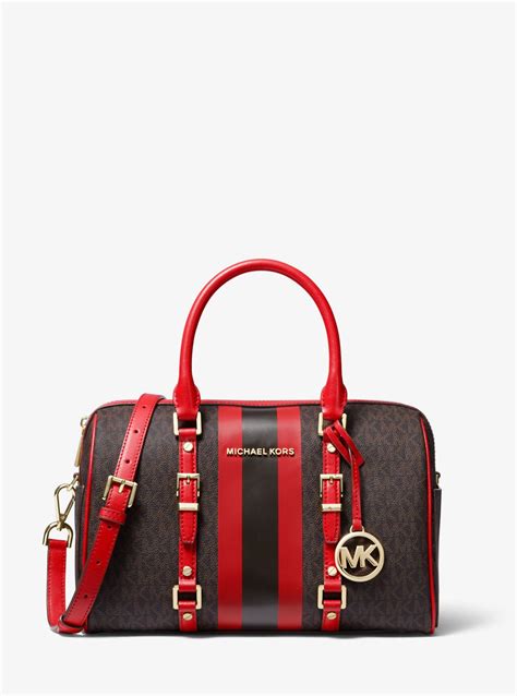 michael michael kors bedford travel medium logo stripe satchel|MICHAEL Michael Kors Bedford Travel Medium Logo Stripe .